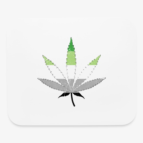 Distressed Aromantic Pride Flag Marijuana Pot Leaf - Mouse pad Horizontal