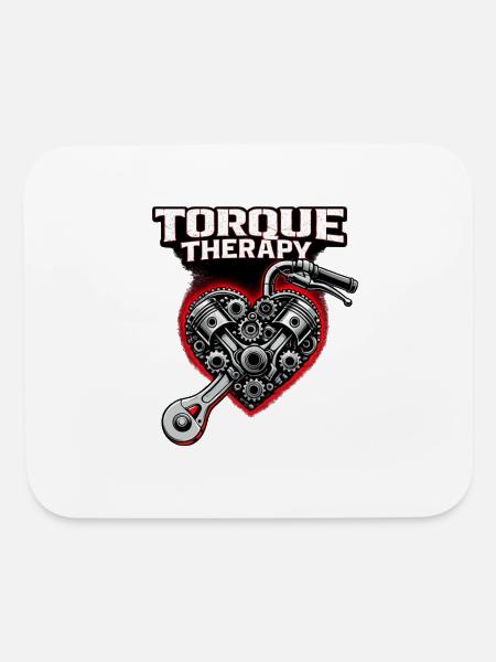 Torque Therapy - Mechanical Heart Biker Design - Mouse pad Horizontal - white - Front