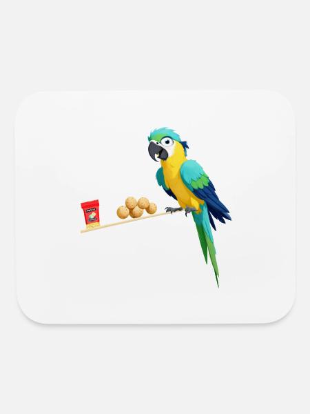 Snack Time Parrot - Mouse pad Horizontal - white - Front
