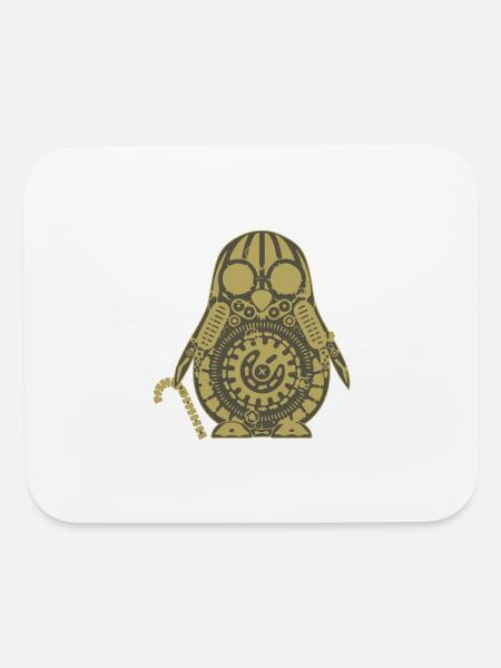 Clockwork Steampunk Penguin with Goldfish - Mouse pad Horizontal - white - Front