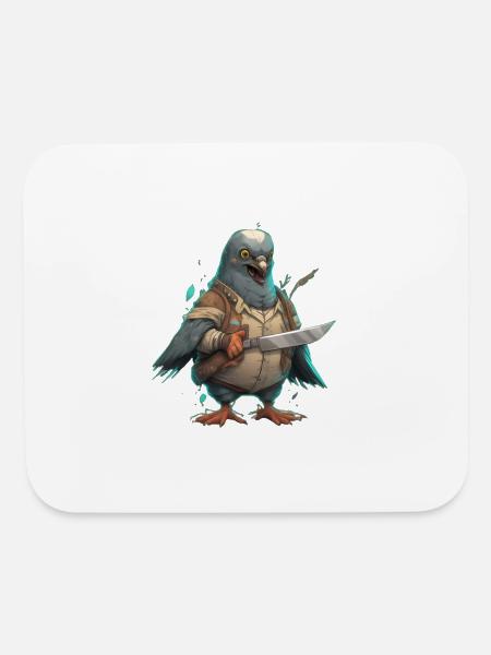 "Captain Pigeons" ready for an attack - Mouse pad Horizontal - white - Front