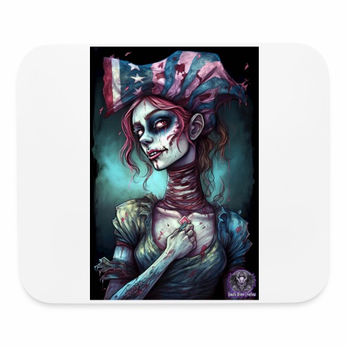 Patriotic Undead Zombie Caricature Girl #5A - Mouse pad Horizontal