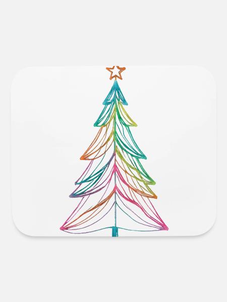 Merry Christmas Pine Tree Drawing Print - Mouse pad Horizontal - white - Front