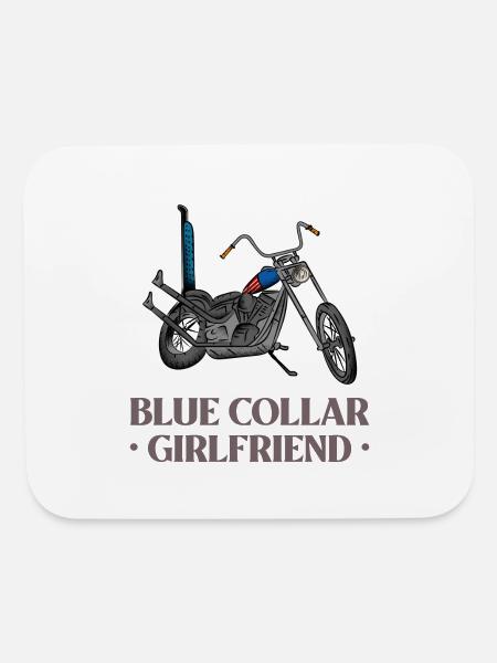 Blue Collar Girlfriend Motorcycle - Mouse pad Horizontal - white - Front