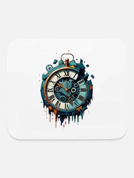 Steampunk Clockwork Melting Timepiece - Mouse pad Horizontal - white - Front