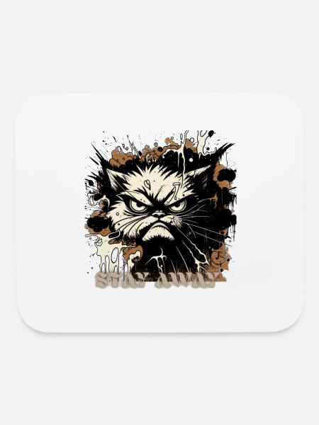 Stay Away Angry Cat - Mouse pad Horizontal - white - Front