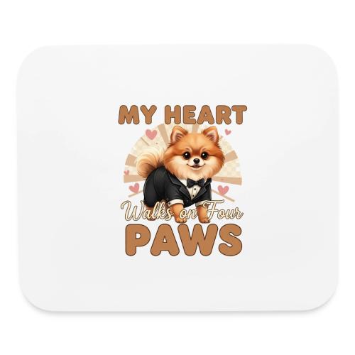 My Heart Walks on Four Paws – Pomeranian tee - Mouse pad Horizontal
