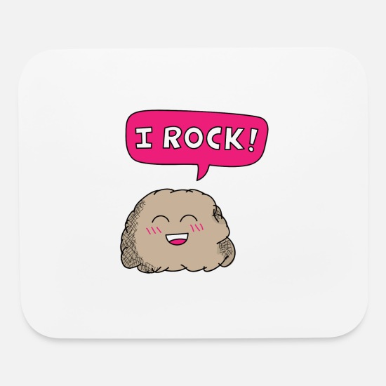 I rock, cute cartoon rock humor in pink' Mouse Pad | Spreadshirt
