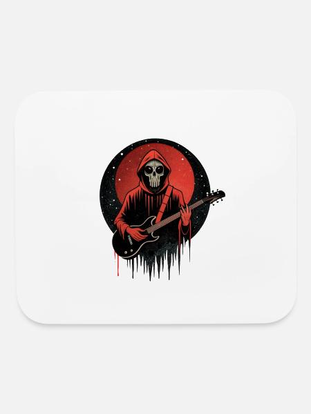 Mysterious skull playing electric guitar. - Mouse pad Horizontal - white - Front