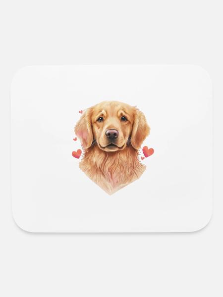 Golden Retriever Cute Flat-coated Retriever Golden - Mouse pad Horizontal - white - Front
