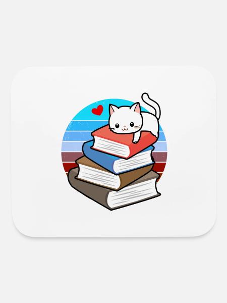 Bibliophile Cat Lover Gift - Mouse pad Horizontal - white - Front