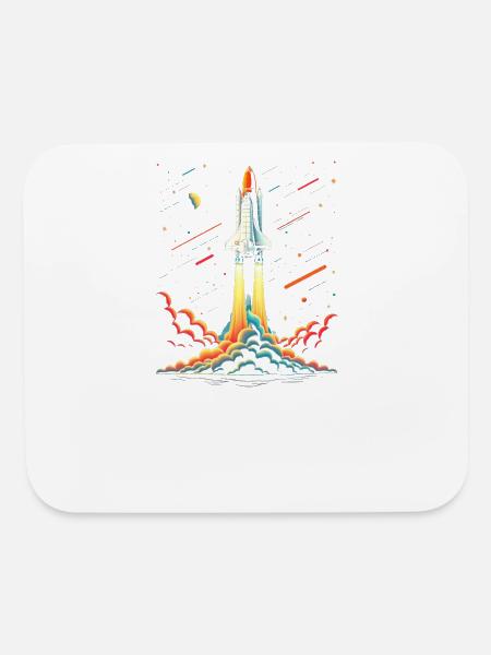 Lancement de la fusée dans l’espace - Tapis de souris - blanc - Devant
