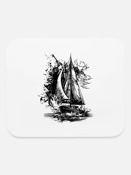 Sleek Sport Sailing Ship With Sails - Mouse pad Horizontal - white - Front