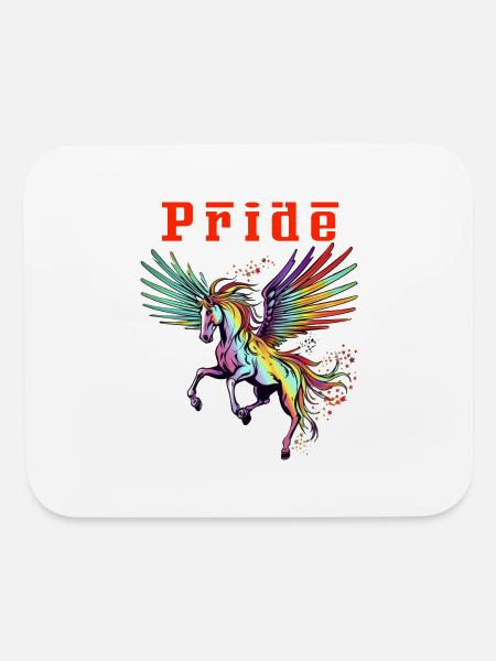 Ride with Pride Majestic Rainbow Pegasus Blood Red - Mouse pad Horizontal - white - Front