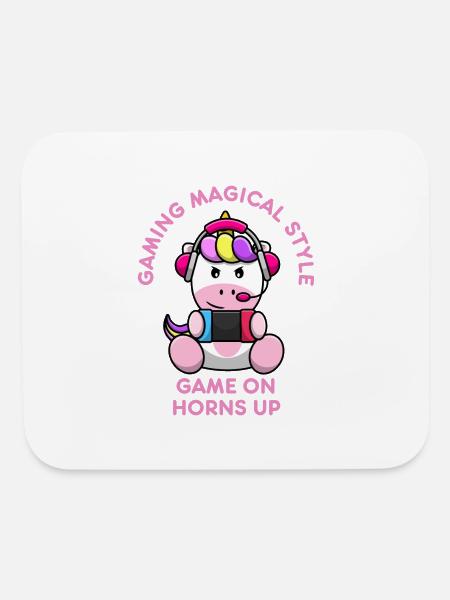 Gaming Magical Style Unicorn Cute Horse Rainbow - Mouse pad Horizontal - white - Front