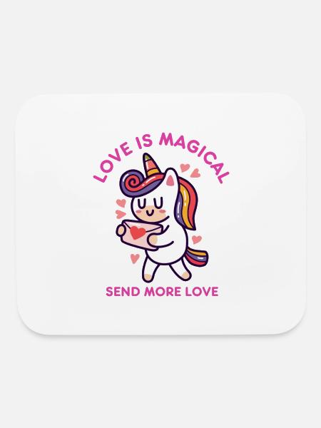 Love Is Magical Send More Rainbow Unicorn Heart - Mouse pad Horizontal - white - Front