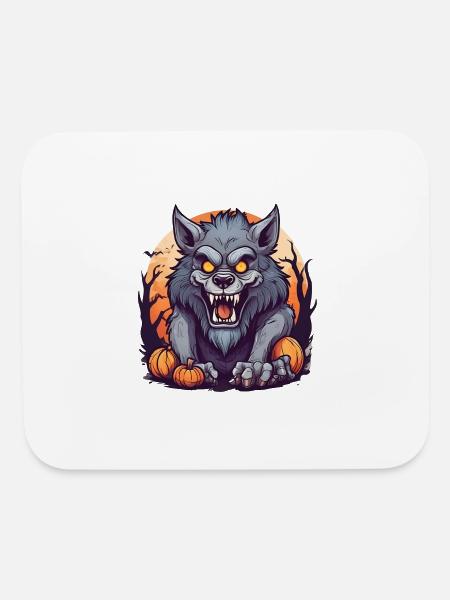 Halloween Werewolf Pumpkin - Mouse pad Horizontal - white - Front