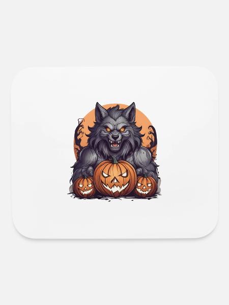 Halloween Werewolf Pumpkin - Mouse pad Horizontal - white - Front