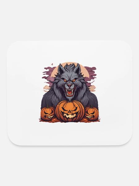 Halloween Werewolf Pumpkin - Mouse pad Horizontal - white - Front