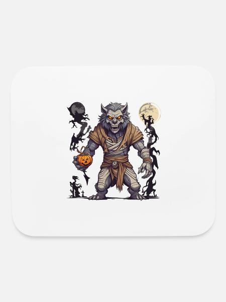 Halloween Werewolf Pumpkin - Mouse pad Horizontal - white - Front