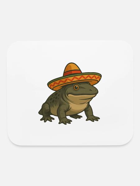 Prehistoric amphibian Ichthyostega with sombrero c - Mouse pad Horizontal - white - Front