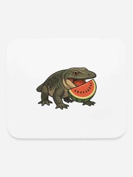 Prehistoric amphibian evolution cartoon watermelon - Mouse pad Horizontal - white - Front
