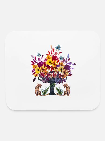 Two leopards guarding vase with flowers - Mouse pad Horizontal - white - Front