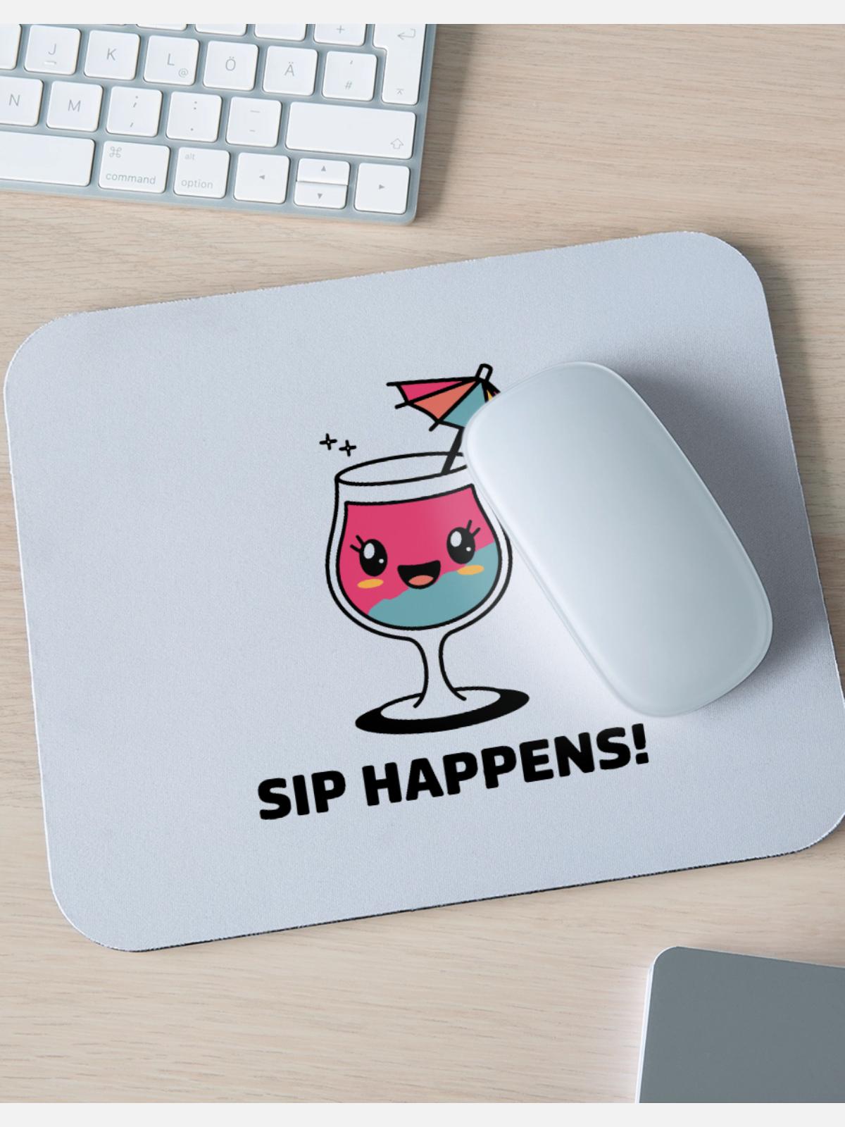 Sip Happens - Mouse pad Horizontal - white - Front