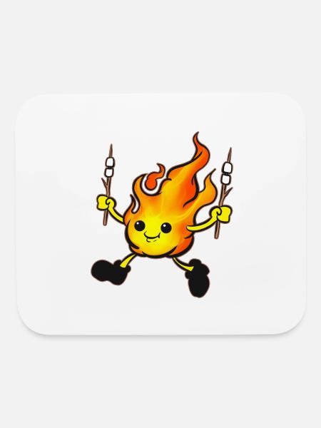 Comic Kawaii Campfire Bonfire Sticks Marshmallow - Mouse pad Horizontal - white - Front