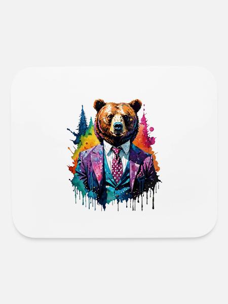 Bear in suit - Mouse pad Horizontal - white - Front