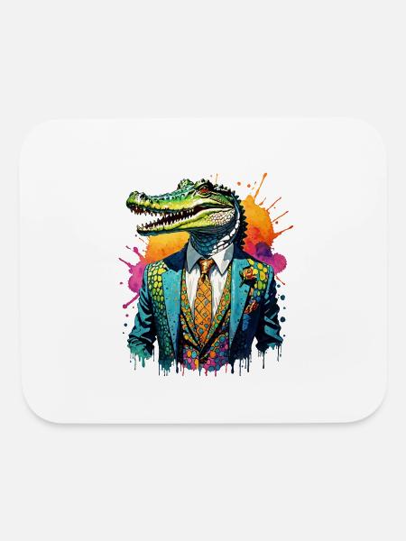 Crocodile in suit - Mouse pad Horizontal - white - Front