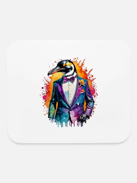 Penguin in suit - Mouse pad Horizontal - white - Front