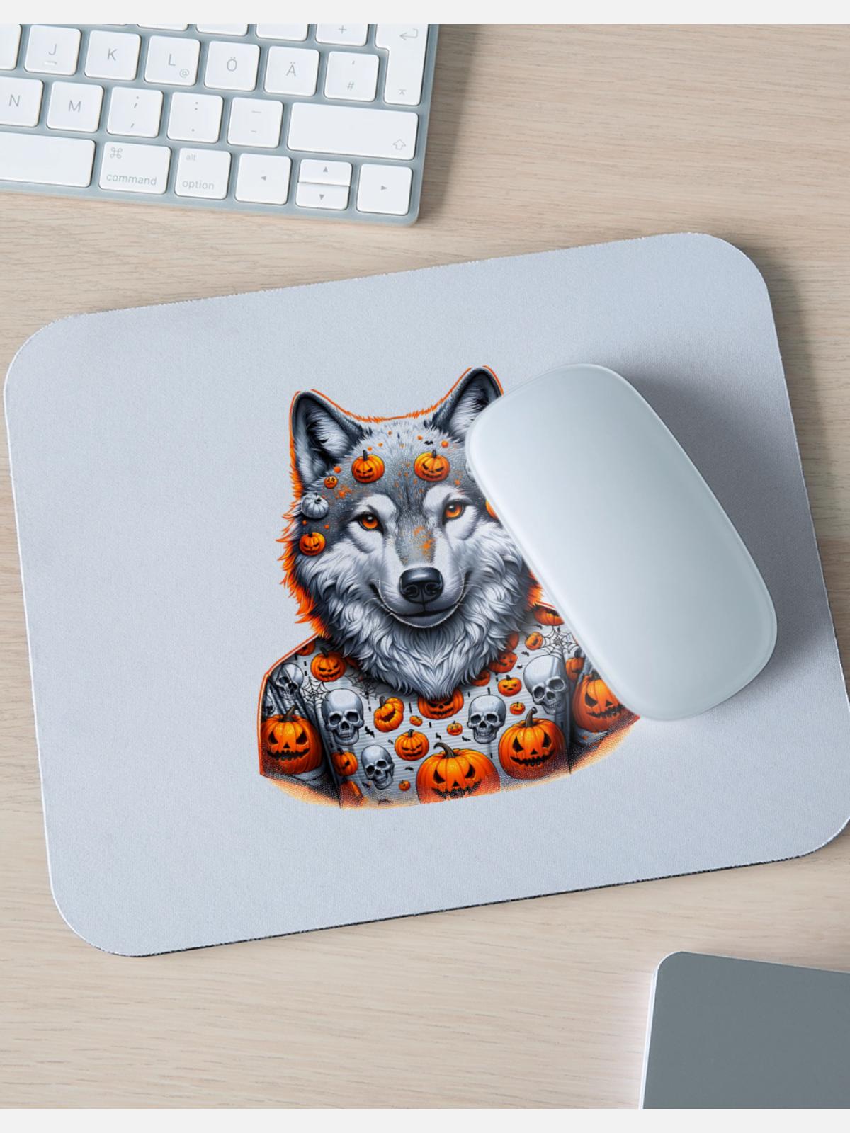 halloween wolf - Mouse pad Horizontal - white - Front