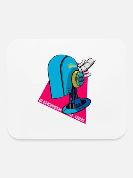 Futuristic Cyberpunk Robot Head – Sci-Fi Tech Art - Mouse pad Horizontal - white - Front