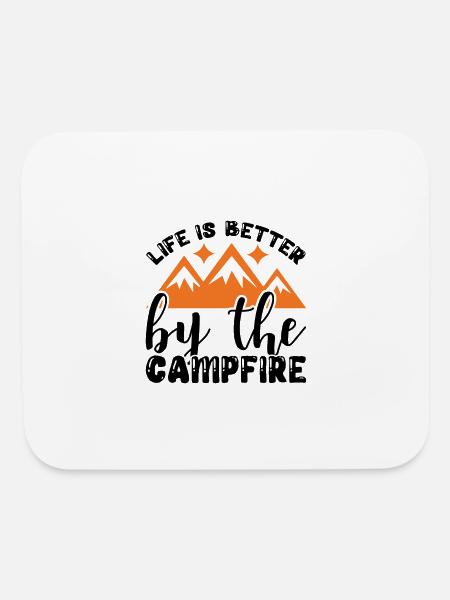 Life is better by the campfire - Mouse pad Horizontal - white - Front