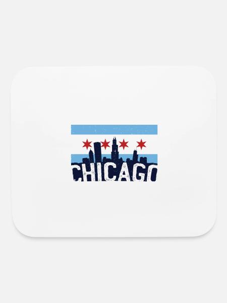 CHICAGO SKYLINE FLAG DESIGN - Mouse pad Horizontal - white