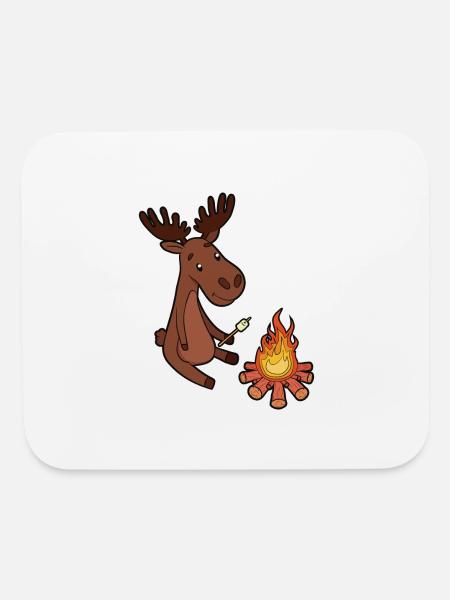 Funny moose camping campfire tents scouts - Mouse pad Horizontal - white - Front