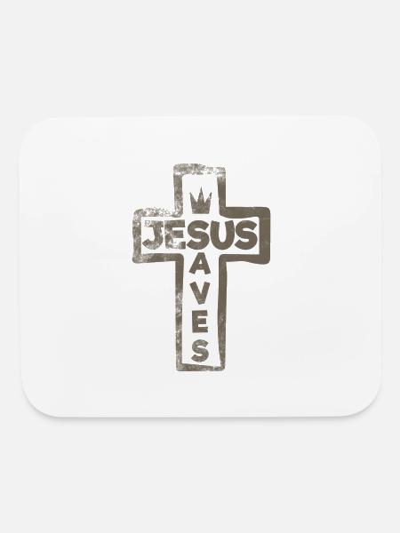 Jesus - Jesus Saves - Mouse pad Horizontal - white