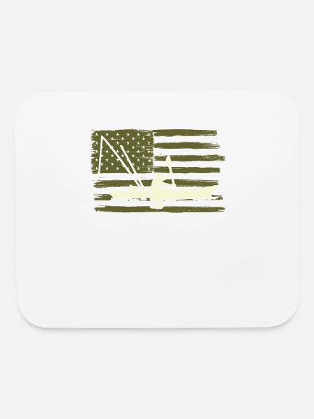 Cool American Flag Kayak Fishing Outfit - Mouse pad Horizontal - white - Front