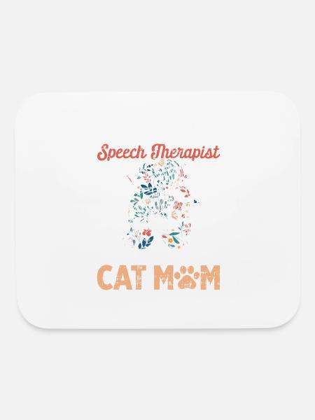 Kinda Busy Being A Speech Therapist And A Cat Mom - Mouse pad Horizontal - white - Front