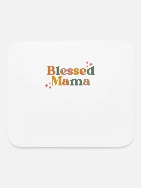 Blessed Mama Thankful Mom Thanksgiving Fall Autumn - Mouse pad Horizontal - white - Front