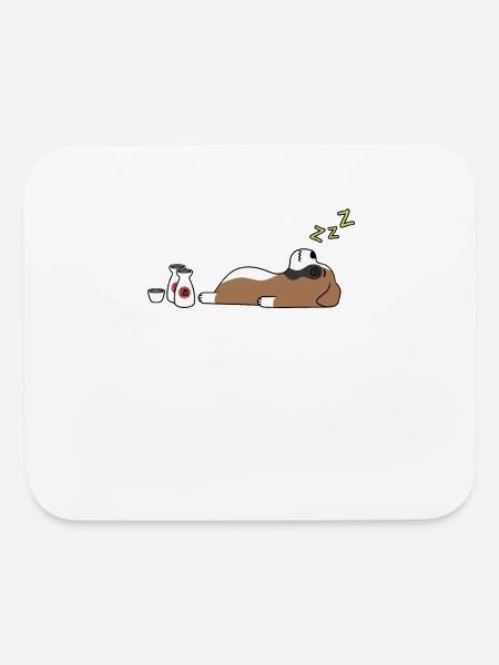 Boxer Dog Sake Drunk - Mouse pad Horizontal - white - Front