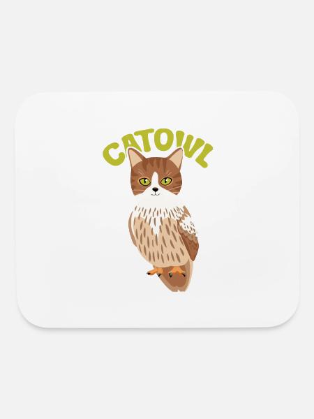 A Cat And An Owl - Mouse pad Horizontal - white - Front