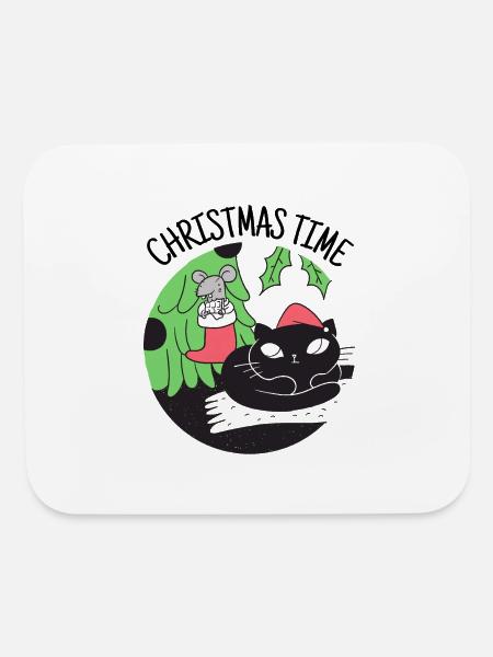 Christmas time with Cat - Mouse pad Horizontal - white