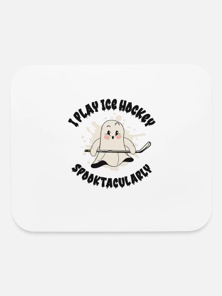 Ice Hockey Sports Halloween Season Ghost Player - Mouse pad Horizontal - white - Front