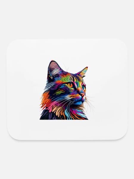 Cat Colorful - Colorful Cat Color Animal - Mouse pad Horizontal - white - Front