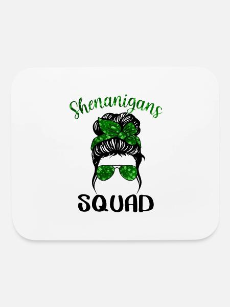 Shenanigans Squad Messy Bun St Patricks Day - Mouse pad Horizontal - white - Front