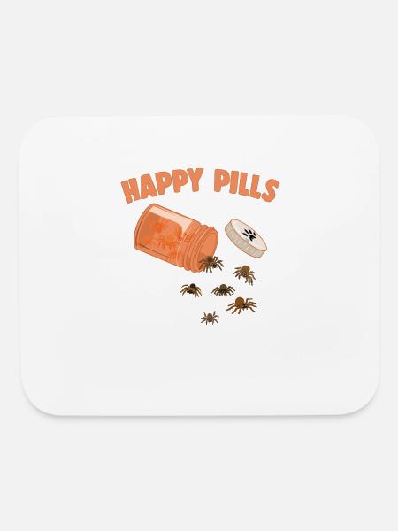 Happy Pills Tarantula Funny Spiders Lover Humor - Mouse pad Horizontal - white - Front