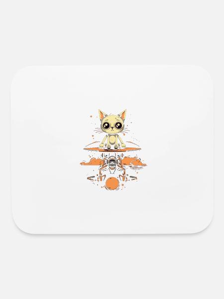 Cat Flying With Drones Drone Pilot Quadcopter AUV - Mouse pad Horizontal - white - Front