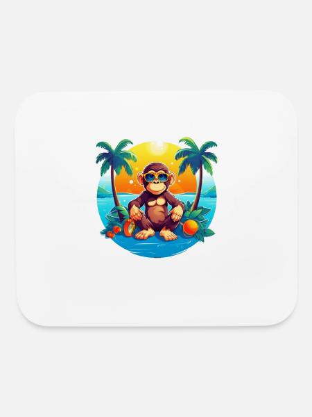 Beachside Monkey Adventure: Cool and Comfy Summer - Mouse pad Horizontal - white - Front